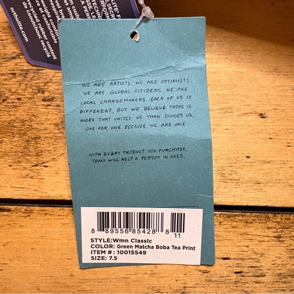 RARE TOMS Women’s Limited Edition Matcha Boba Tea Alpargata Slip-Ons NWT US 7.5 - Picture 6 of 8